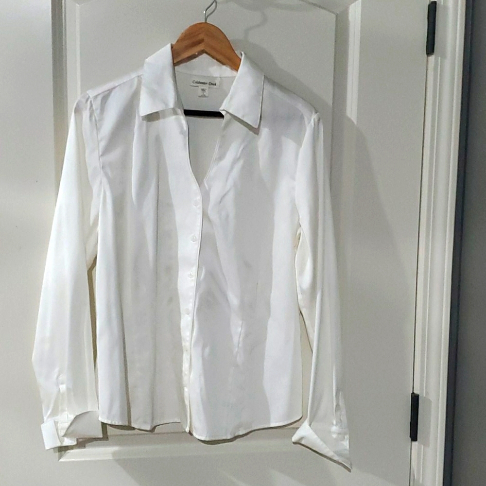 White button down blouse